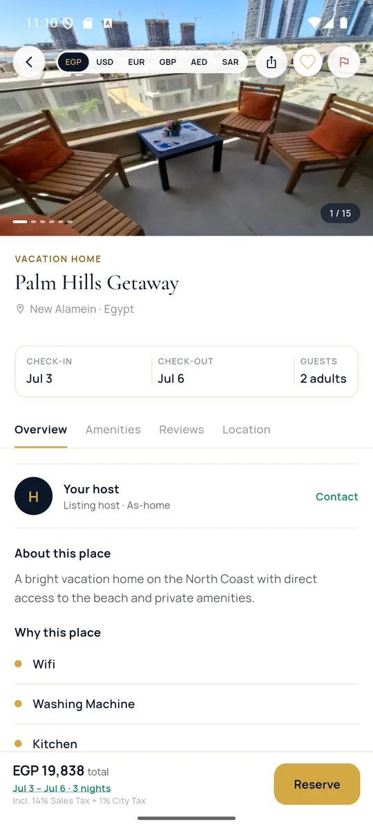تطبيق As-home وهو بيعرض شاليه