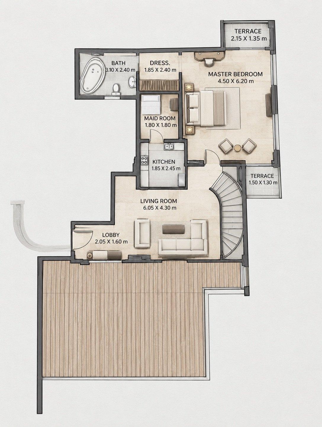 Foto 18 de Dúplex de 420 m² con 4 dormitorios y terrazas en venta en Wesal Views, El Shorouk