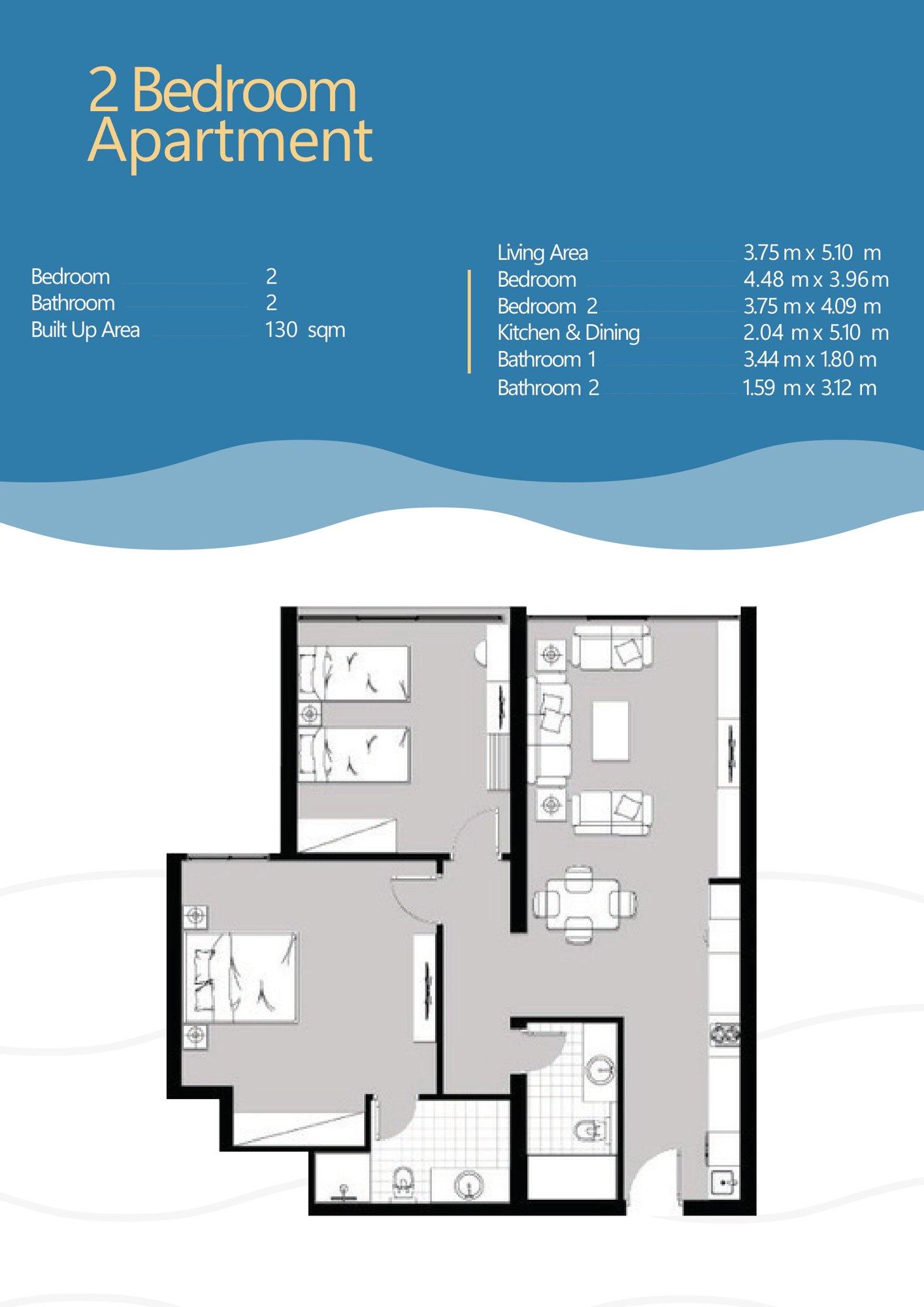 Foto 14 von 125 m² Strandapartment mit 2 Schlafzimmern im Riva Beachfront District, Hurghada