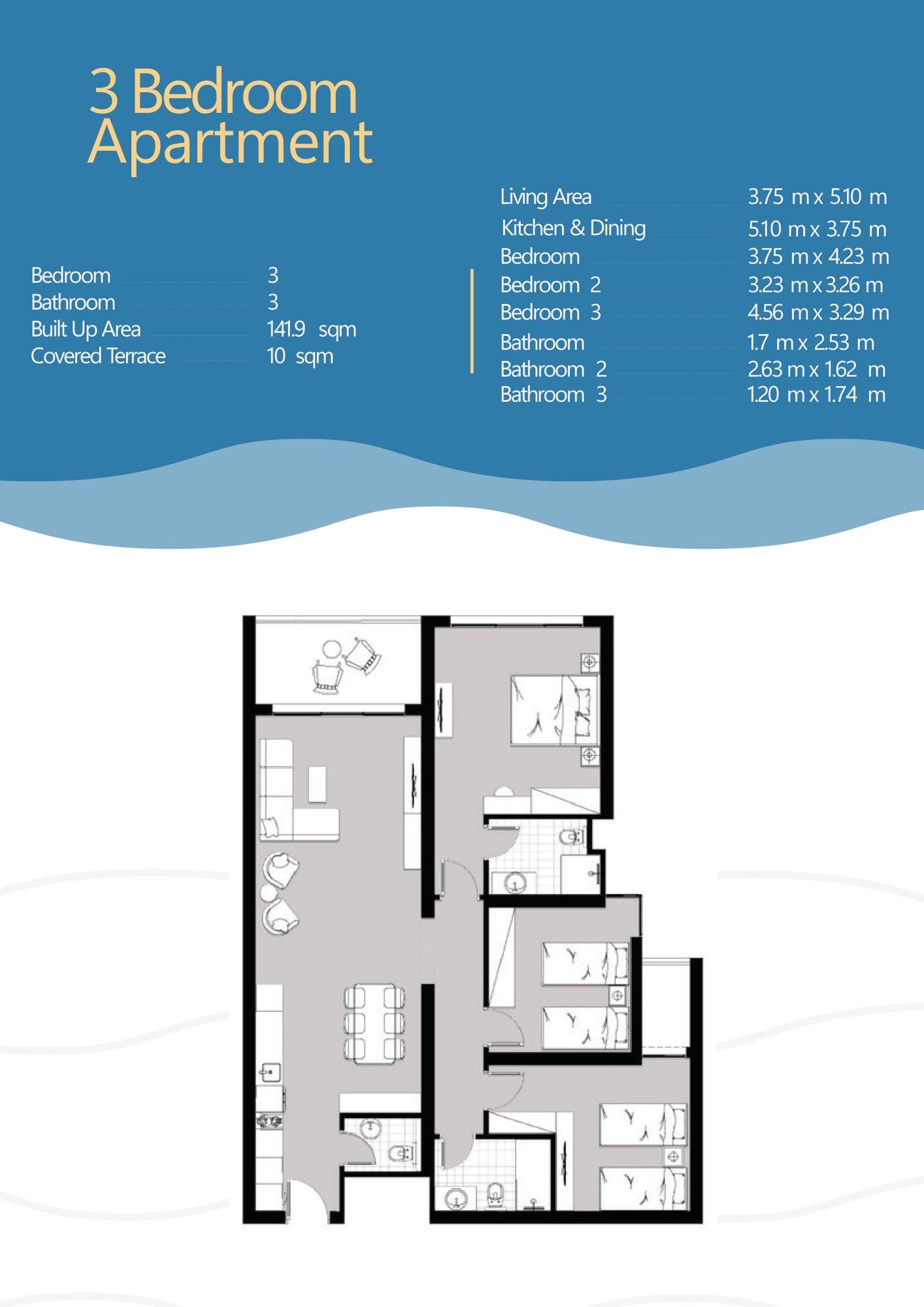 Foto 14 von 142 m² Strandfront-Apartment mit 3 Schlafzimmern im Riva Beachfront District, Hurghada